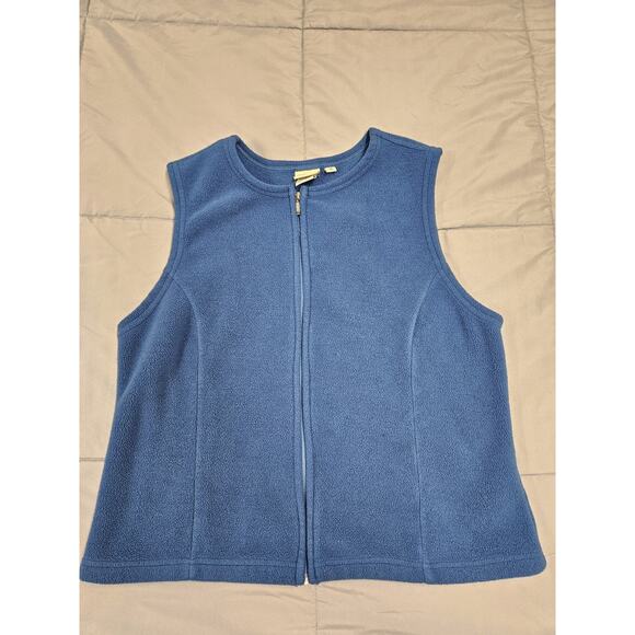 LL Bean Women Turquoise Blue Fleece Zip Up Layering Vest Medium. Vtg Retro - Picture 1 of 6